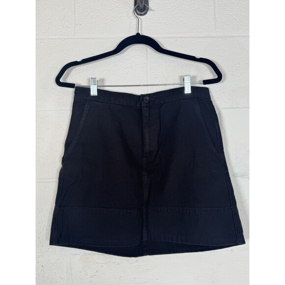 Everlane Canvas Stamp Mini Skirt Black Size 10 Cotton Twill A-Line Pockets‎ - Picture 1 of 11